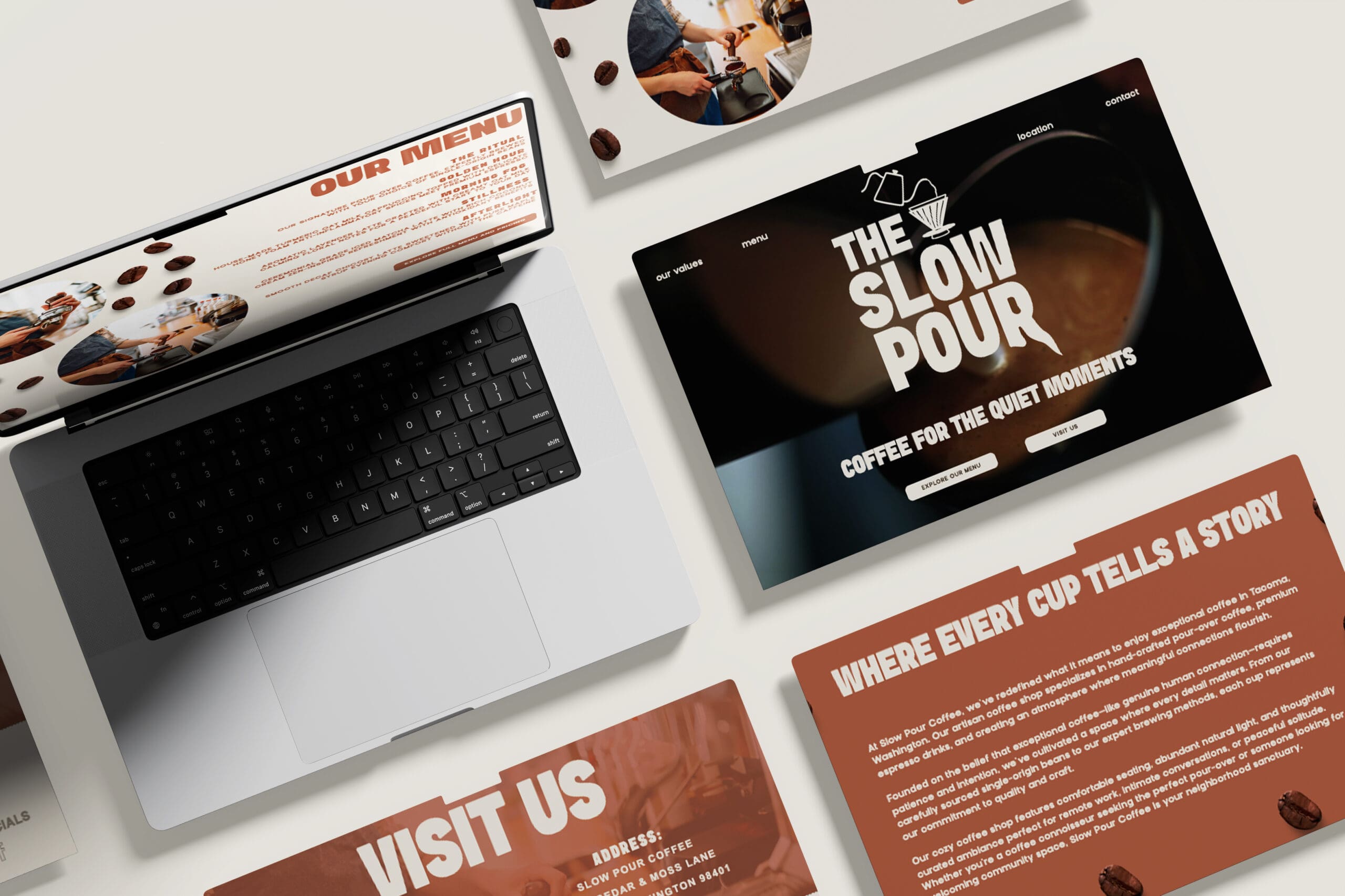 Web Design Mock up for the brand the Slow Pour